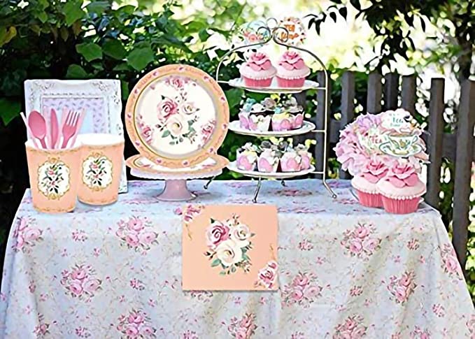 Zestaw urodzinowy Talerzyki Kubki Toppery 43szt Kolor różowy