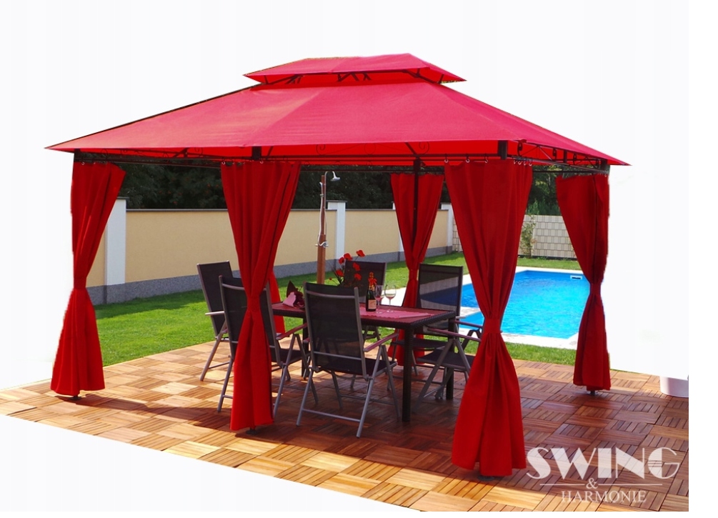 Minzo Záhradný Pavilón S Led Červeným Osvetlením