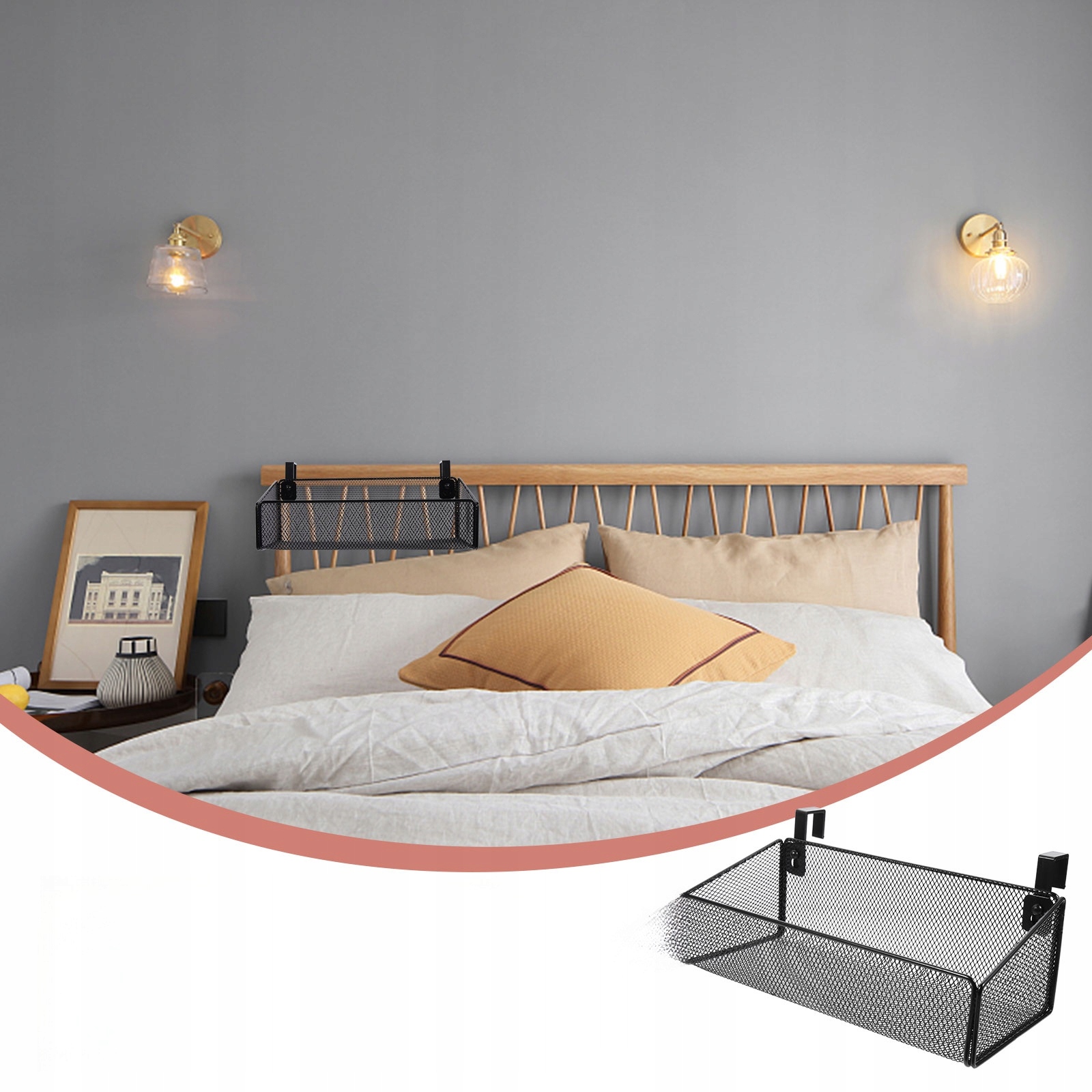 KOSZ Z METALOWEJ SIATKI DEKOR WISZĄCY KOSZ METALOWY Wysokość 7 cm