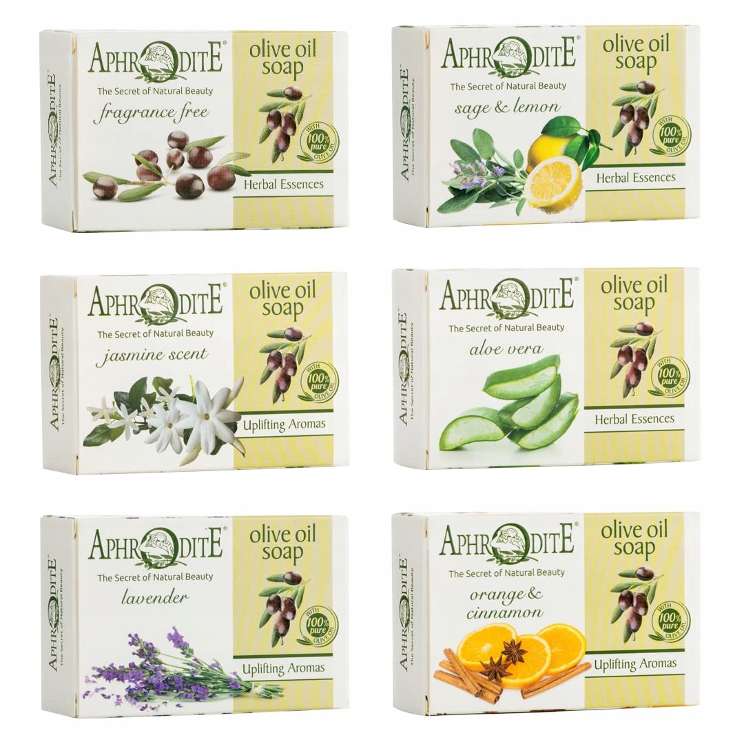 Aphrodite Sada 6 mýdel s přírodním olivovým olejem Řecký olej pro zklidnění