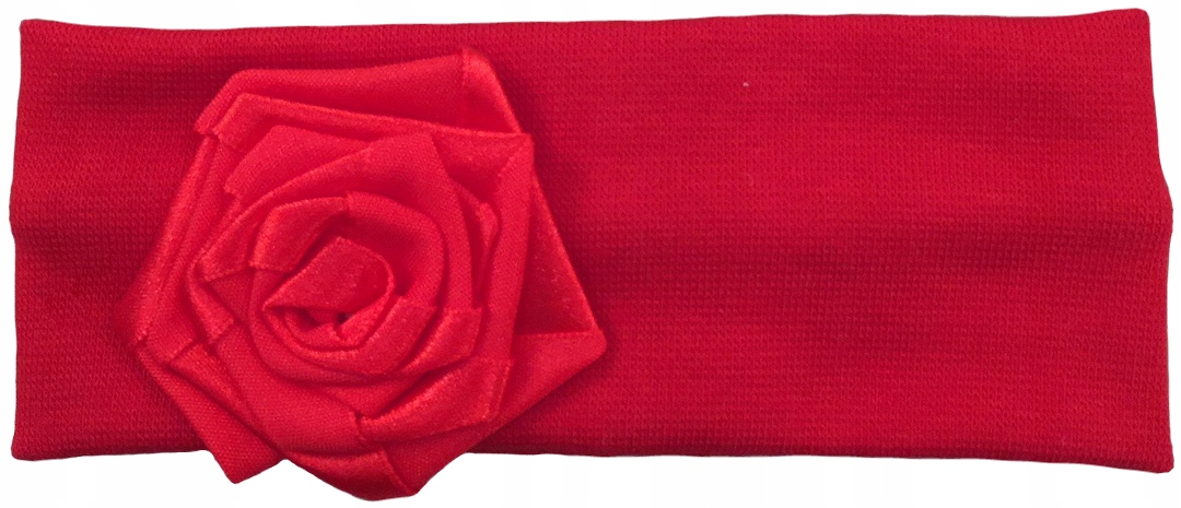 

Opaska czerwona z różą 0-6m bawełniana 56 62 68 cm