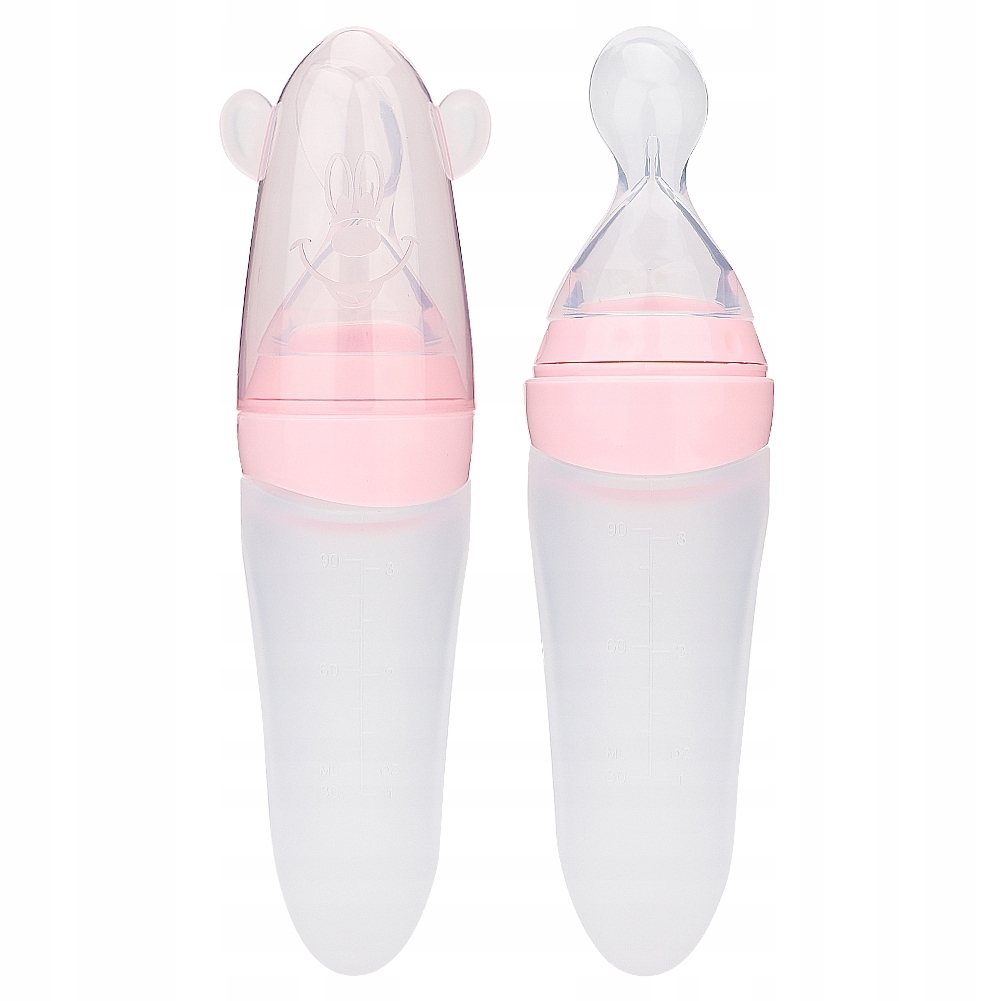 SILIKONOWA BUTELKA BIDON Z ŁYŻECZKĄ DO KARMIENIA DLA DZIECI