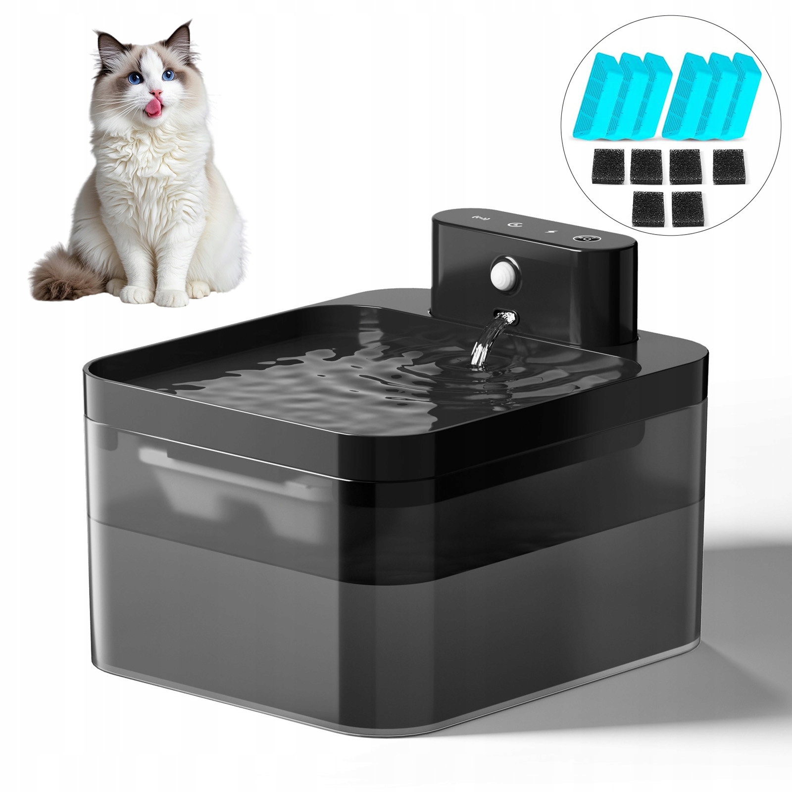 Levně Fontána Pro Kočky Pítko Pro Psy Automatická S Pohybovým Senzorem Filtr Tichá