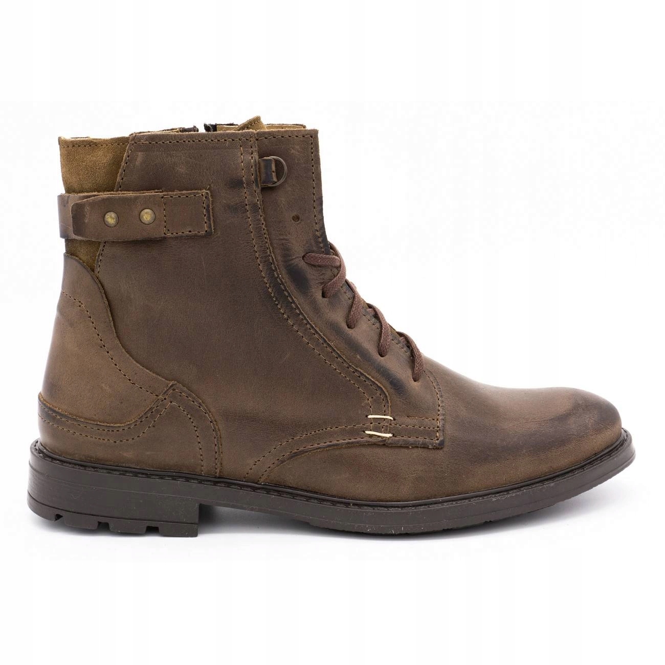 Pánské Zateplené Kožené Boty Polské Zimní 856 Hnědé 44