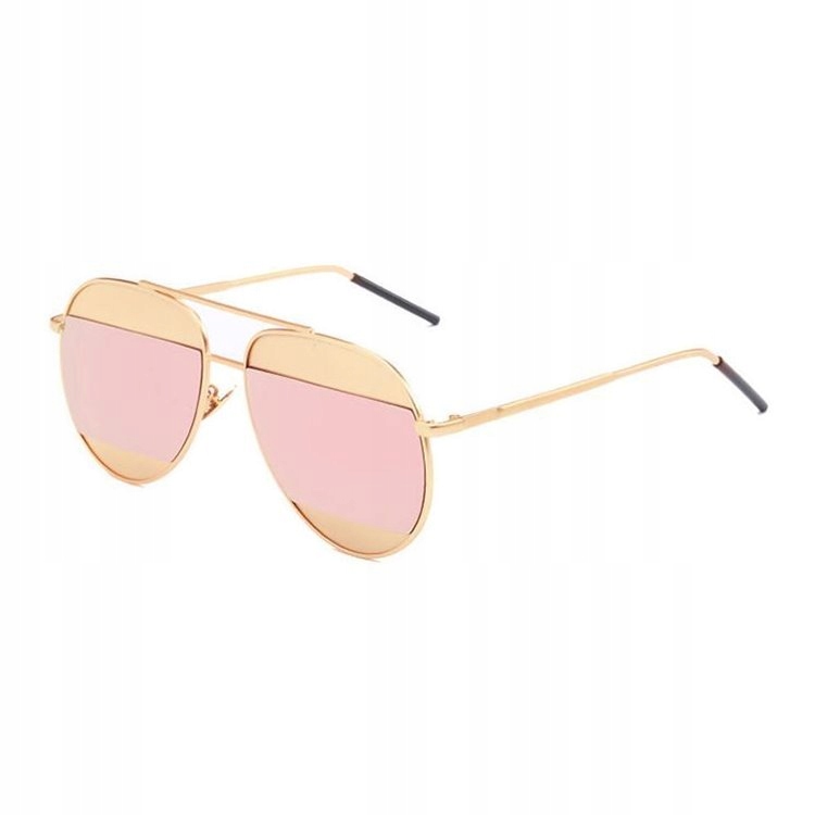 

Stylowe złote damskie okulary lustrzane aviatory