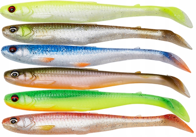 6x Savage Gear Slender Scoop Shad 13cm mix na Sandacza