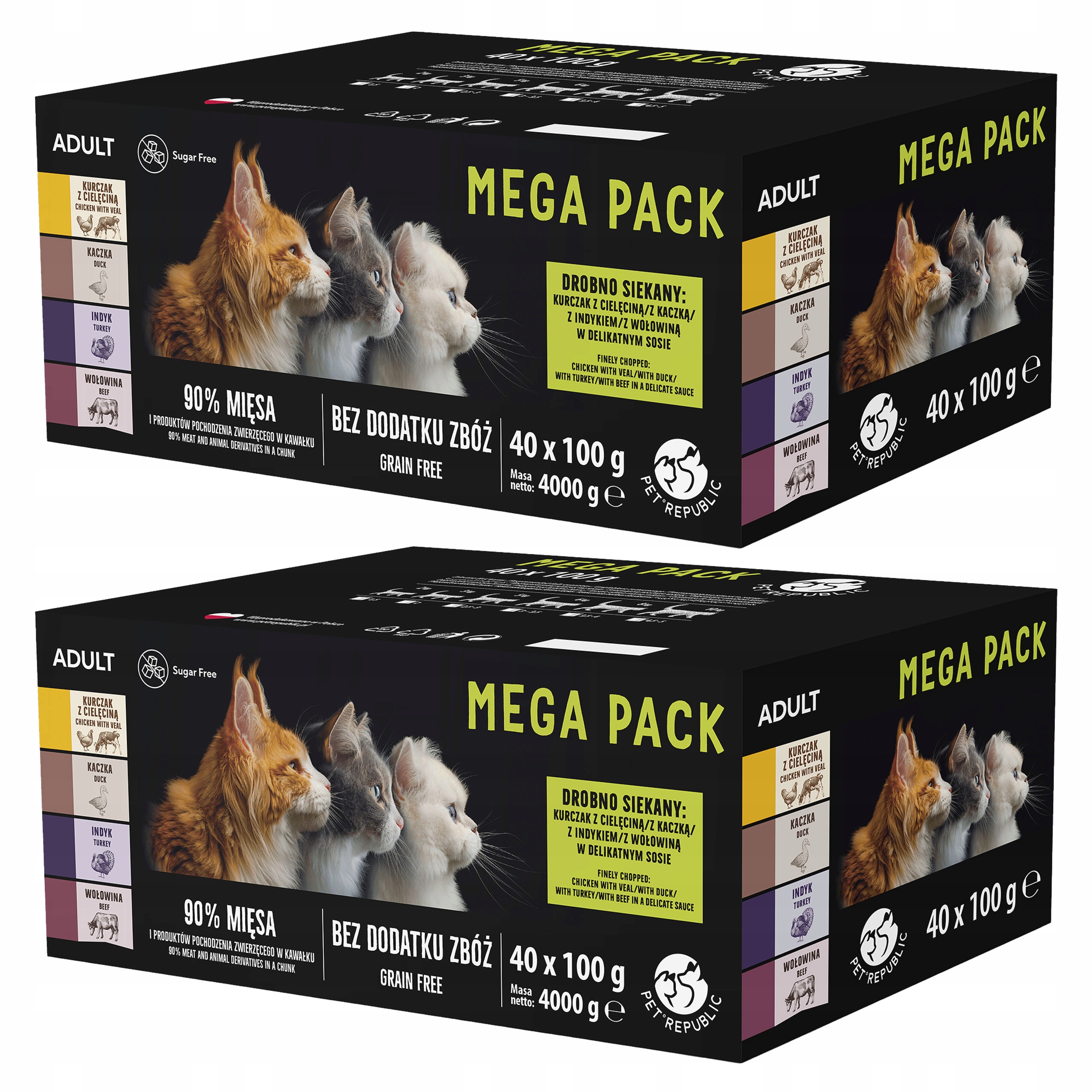 Levně Pet Republic Kapsička krmivo mokré pro kočky mix chutí 80 x 100 g