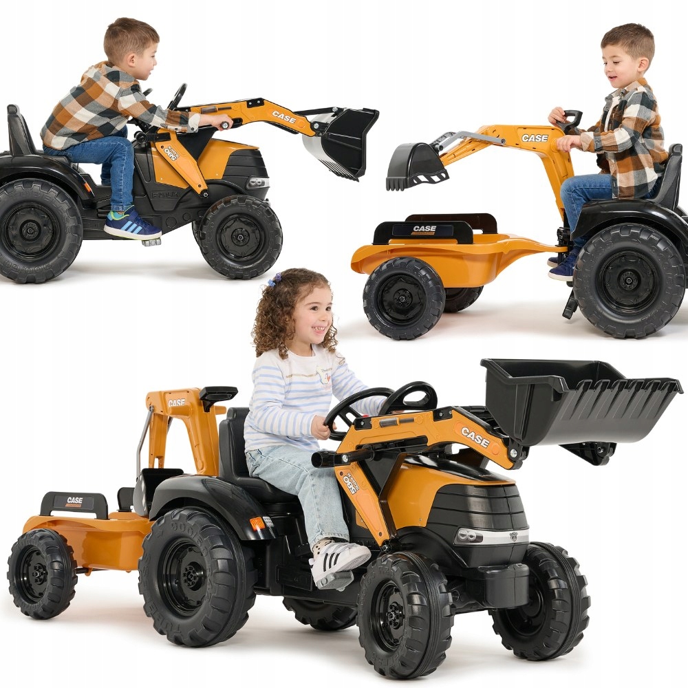Traktor Na Pedały Z Przyczepą Koparka Ładowarka Falk Duży Zestaw