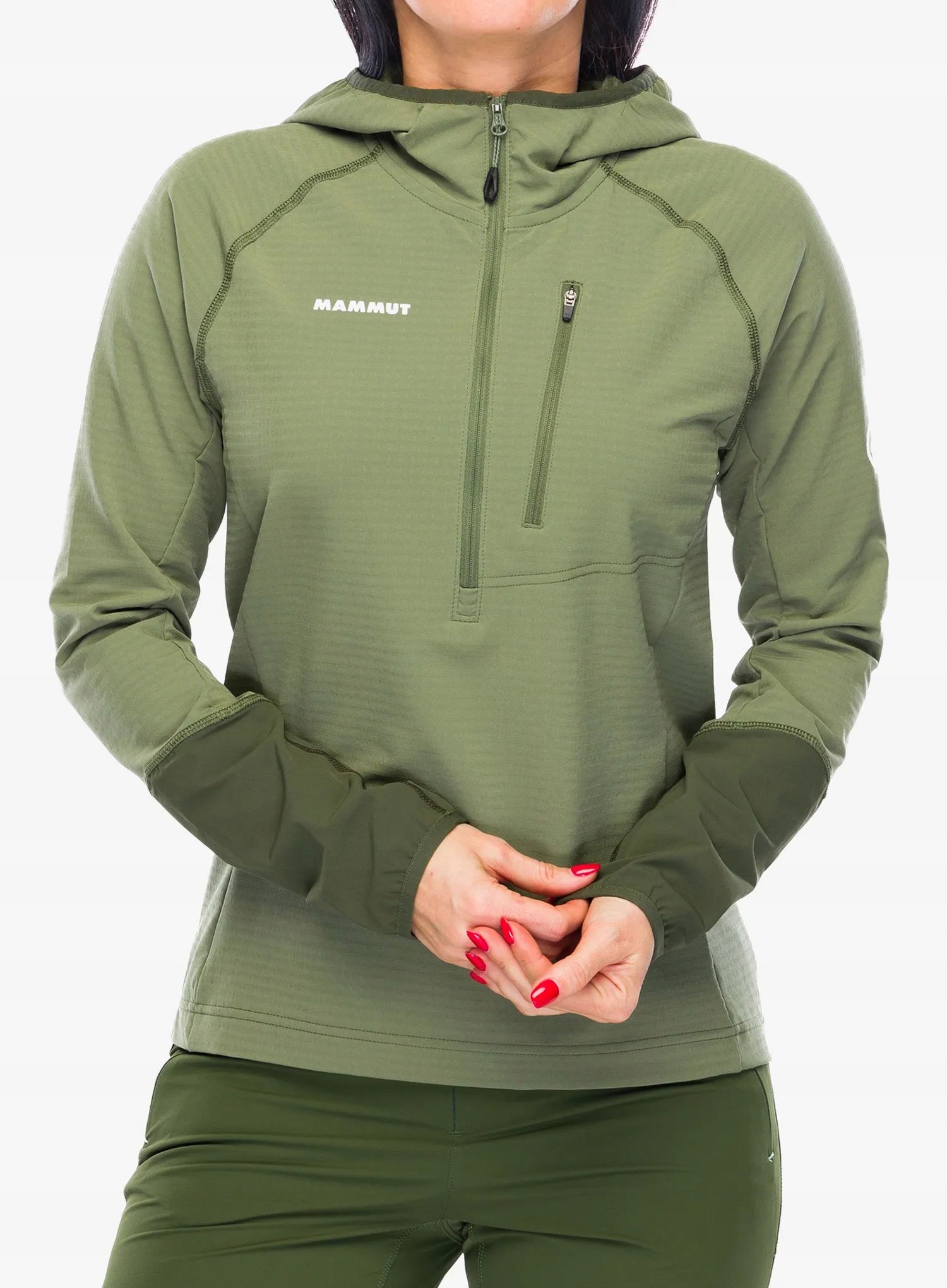 Bluza damska Mammut Madris Light ML Half Zip Hoody marsh/dark marsh M