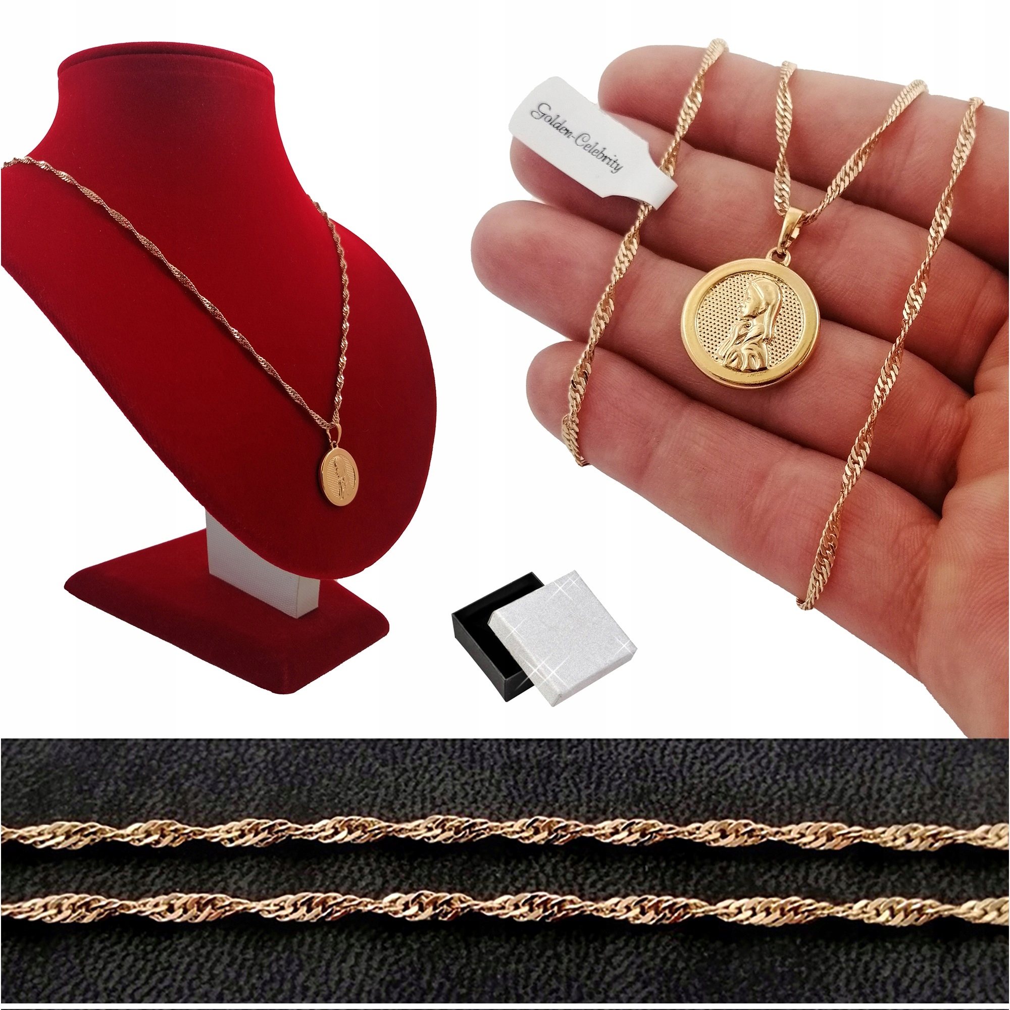 Pozlacený Náhrdelník Singapur Matka Boží Jako Dárek Pro Babičku