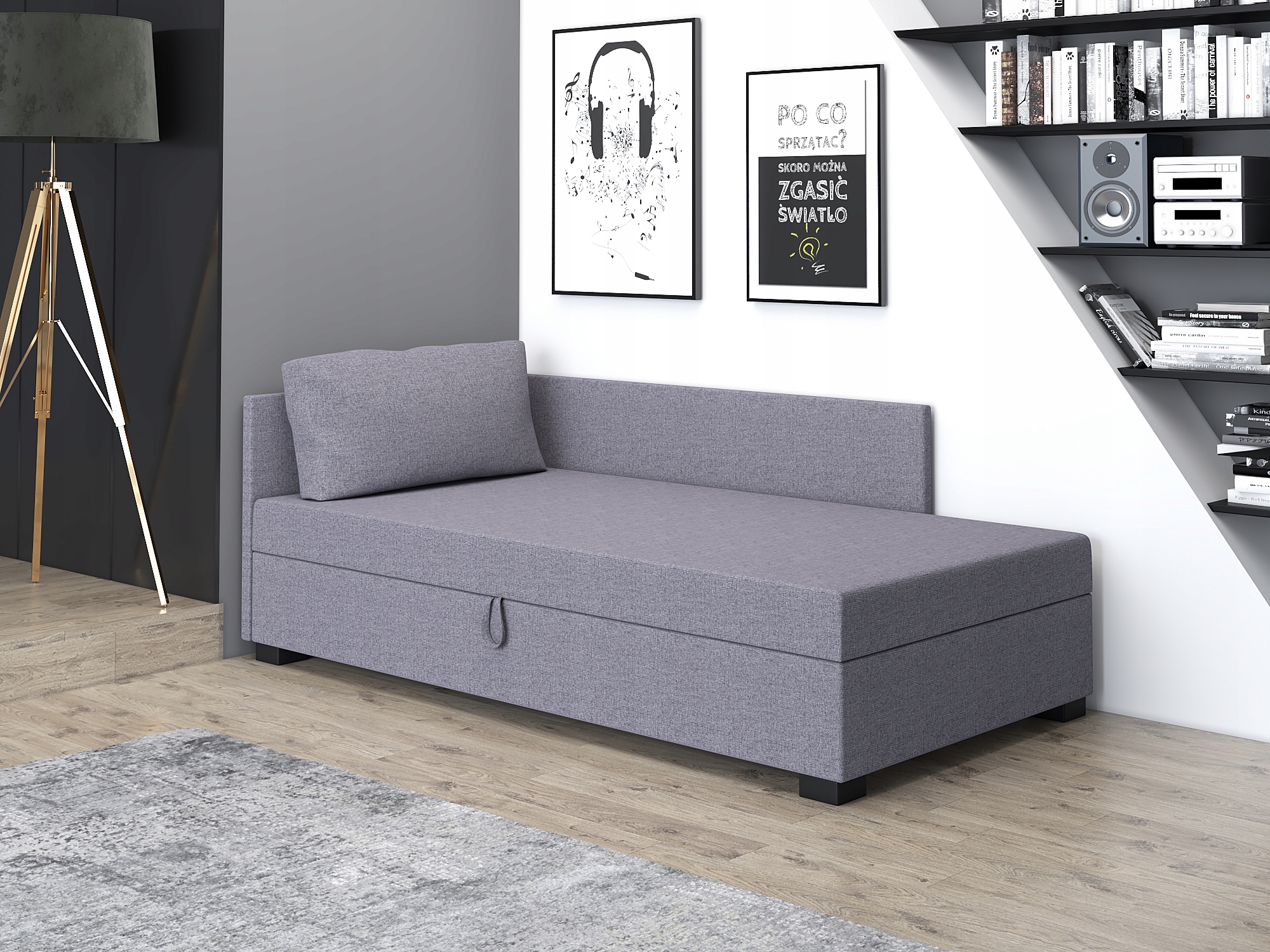 Łóżko młodzieżowe jednoosobowe Tapczan z pojemnikiem Pola+ 90 Kod producenta Pola+