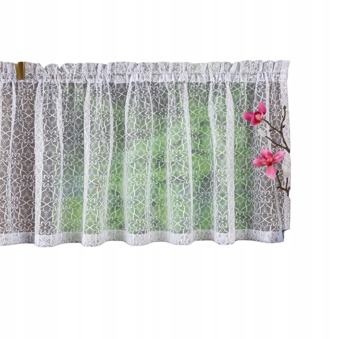 Elegantní Vitrážová Záclona Žakárová Květinová 180 š x 60 v