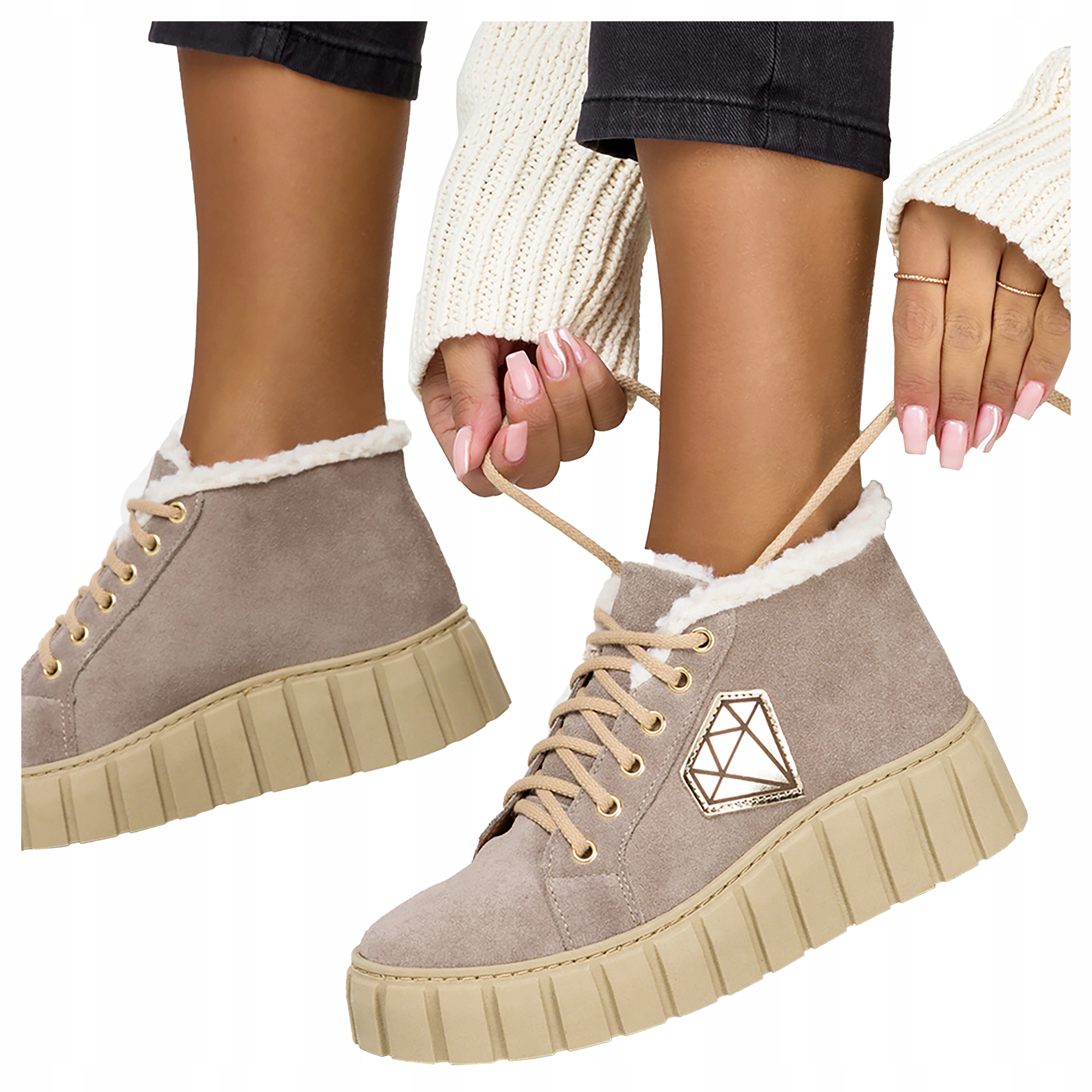 Sněhule Kotníkové Boty Kožené Kožíšek Na Platformě Tenisky Produkt Polský vel. 40