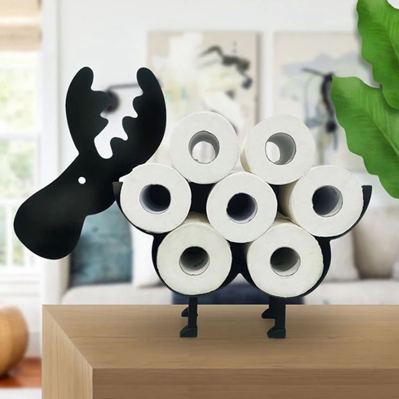 STOJAK NA PAPIER TOALETOWY STOJĄCY CZARNY METALOWY ŁOŚ 7 ROLEK 41,5X54 CM Kod producenta LUP-05