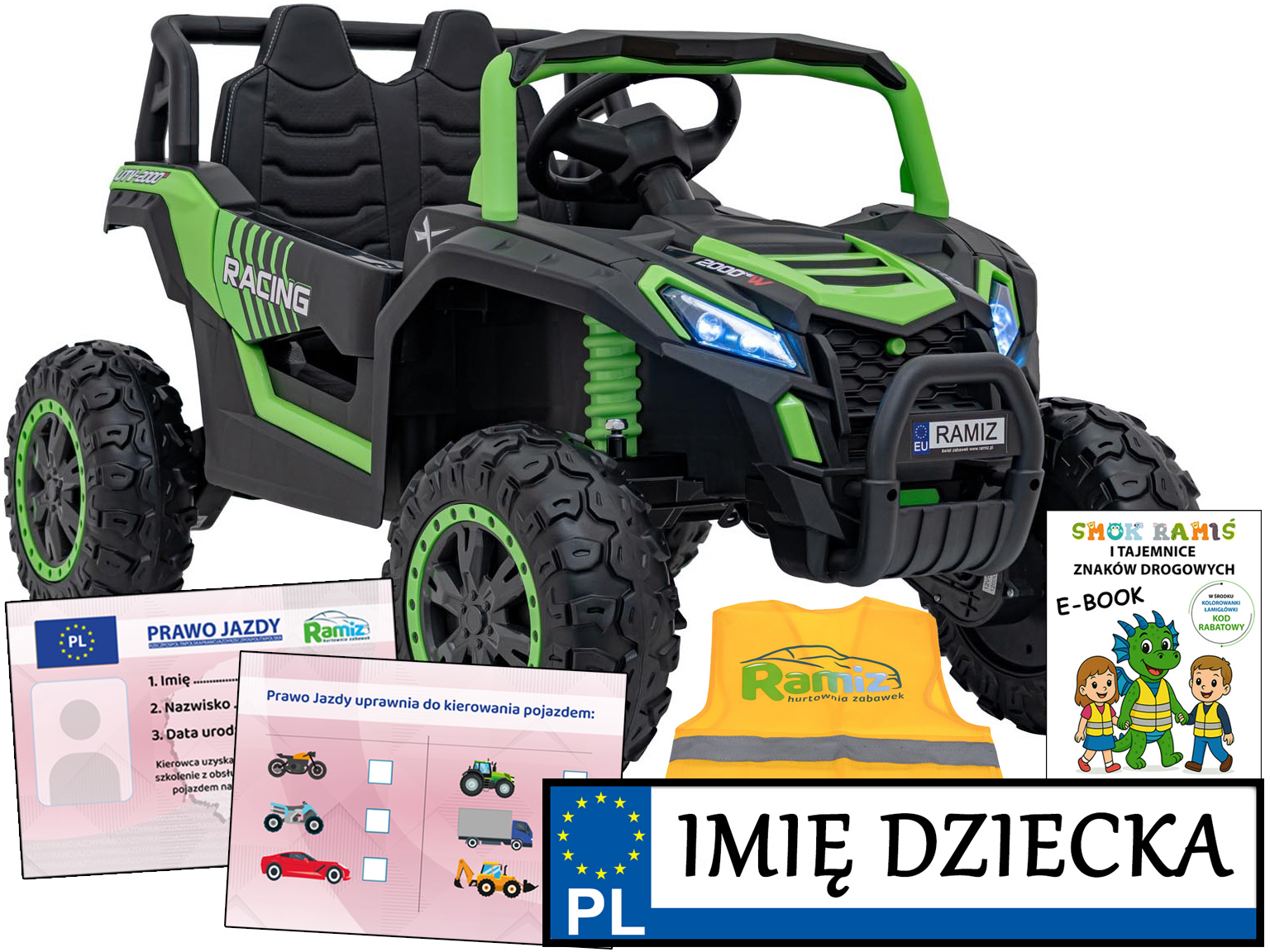 pojazd elektryczny dla dzieci Buggy Utv 2000M Racing 4x4 pilot Prawo Jazdy