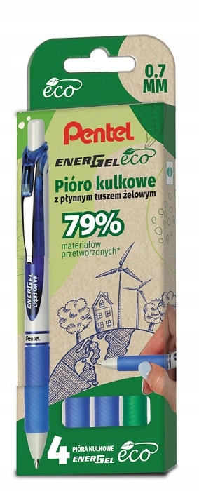 PIÓRO KULKOWE ENERGEL SET 4 SZT BL77E ECO DCCC PEN
