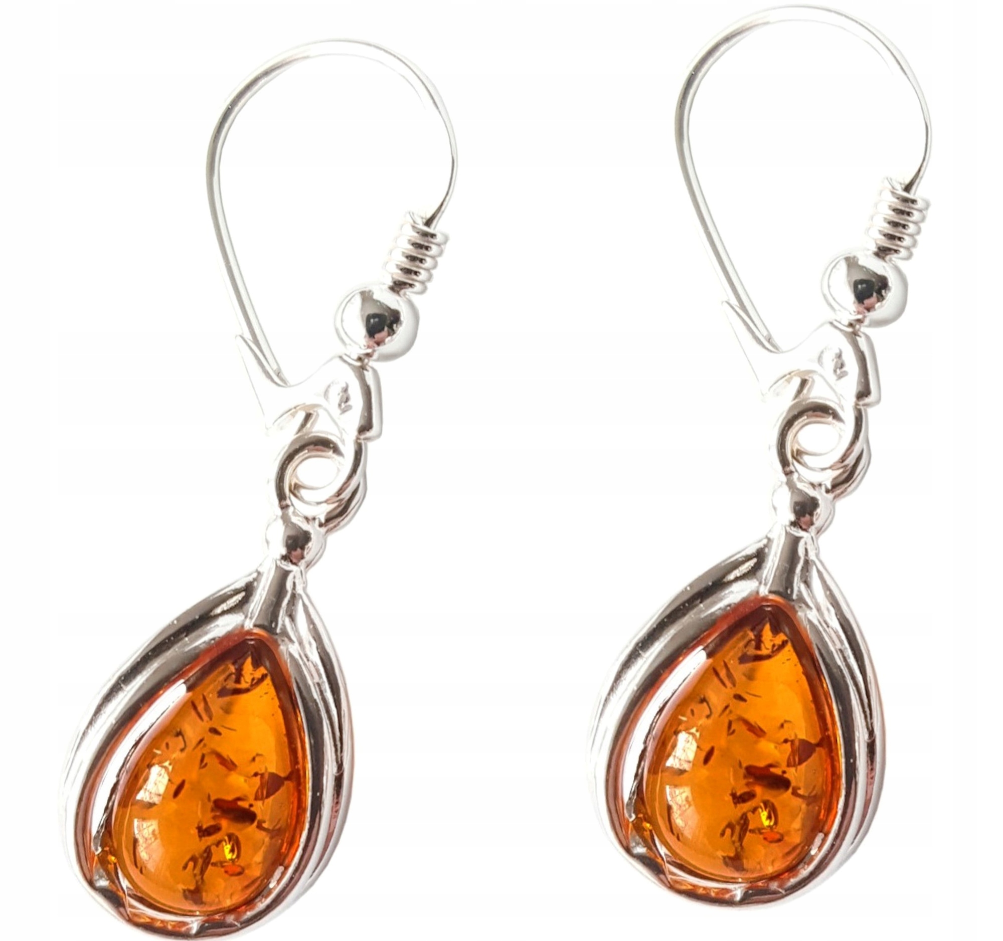 Kolczyki srebrne z Bursztynem delikatne