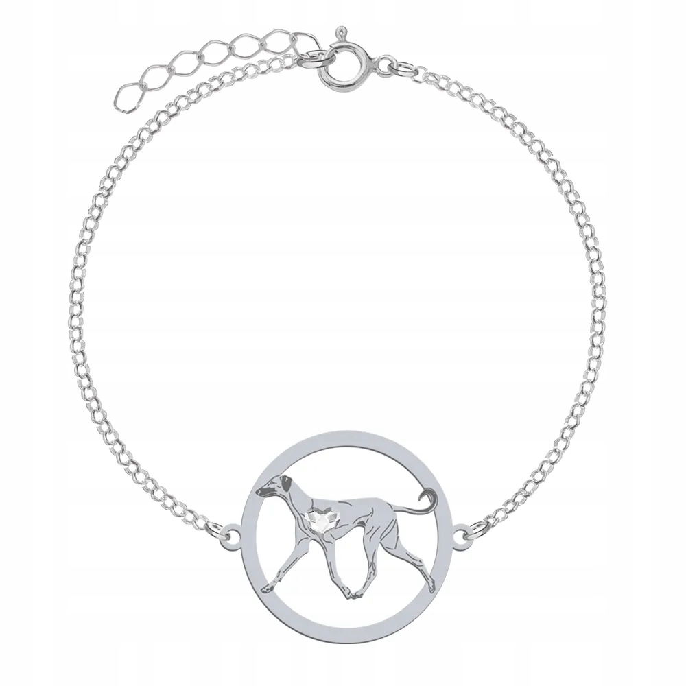 Stříbrný náramek s psem Arabský chrt 925 Šperky Dárek Gravírování