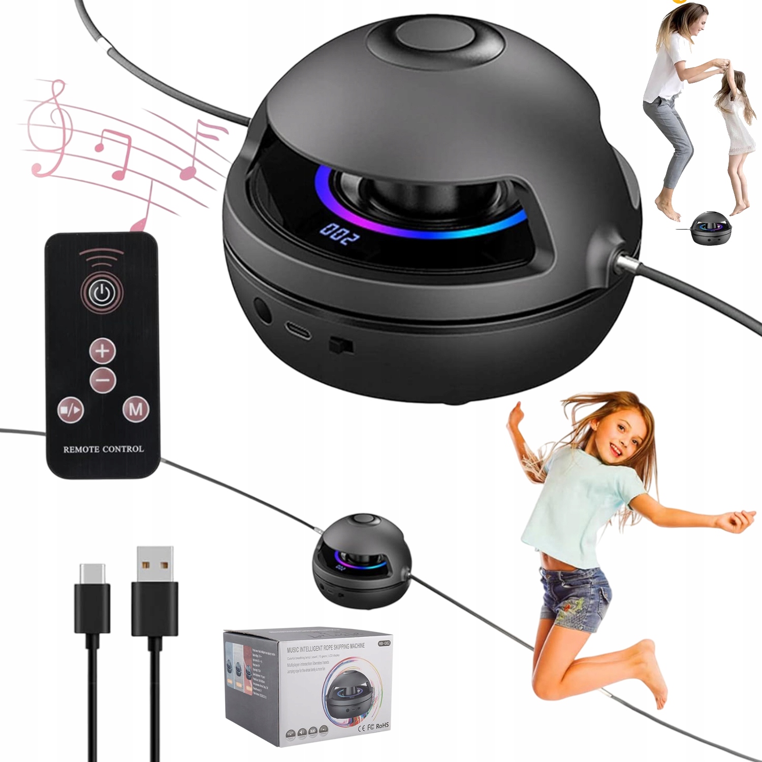Skakanka Elektroniczna Z Licznikiem I Bluetooth 10 Prędkości Z Pilotem