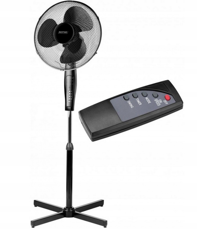 Stojanový podlahový ventilátor s dálkovým ovládáním Mpm BWP-02/C černý