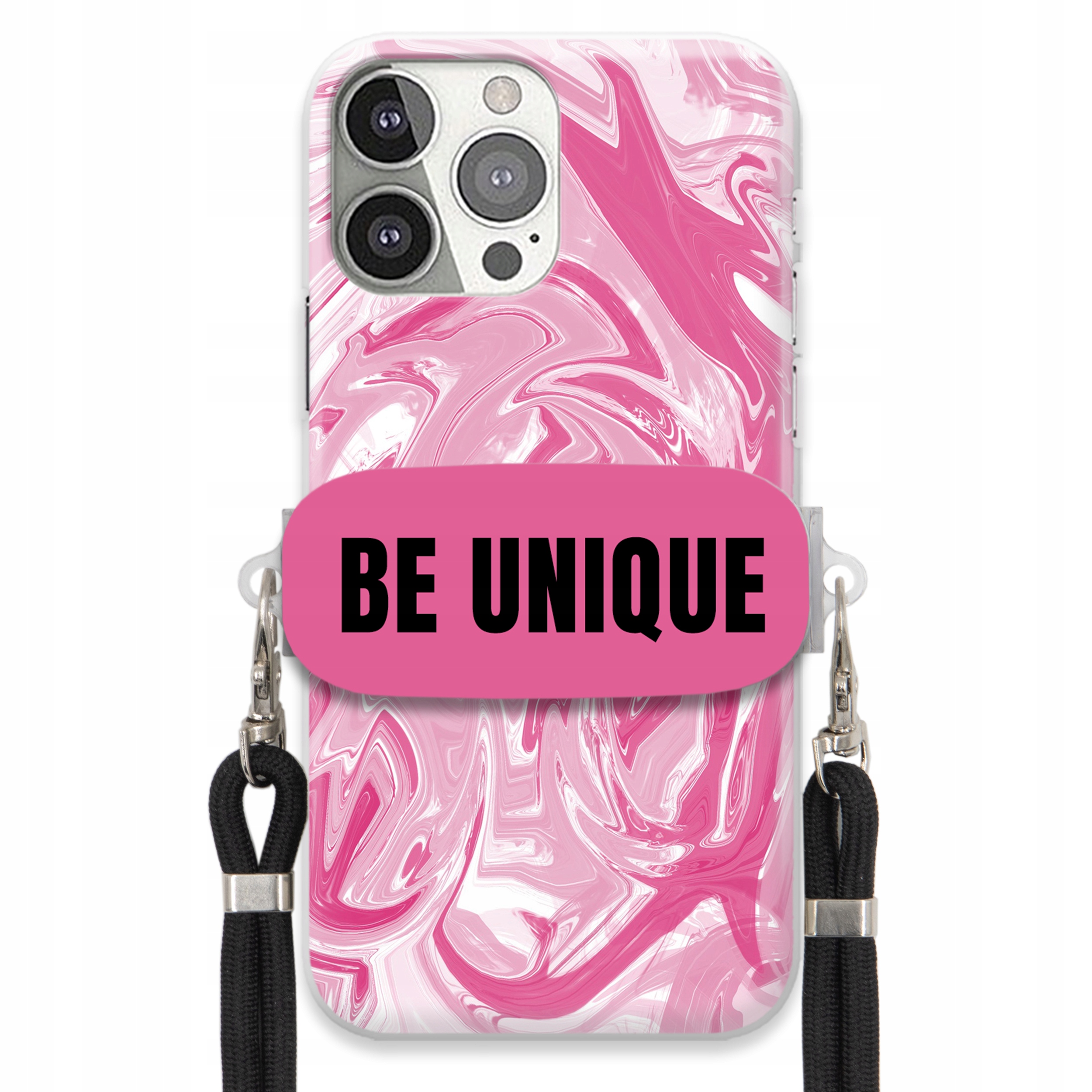 Puzdro pre iPHONE 13 Pro Case držiak na šnúrku Čierna Ružová Mramor Be Unique