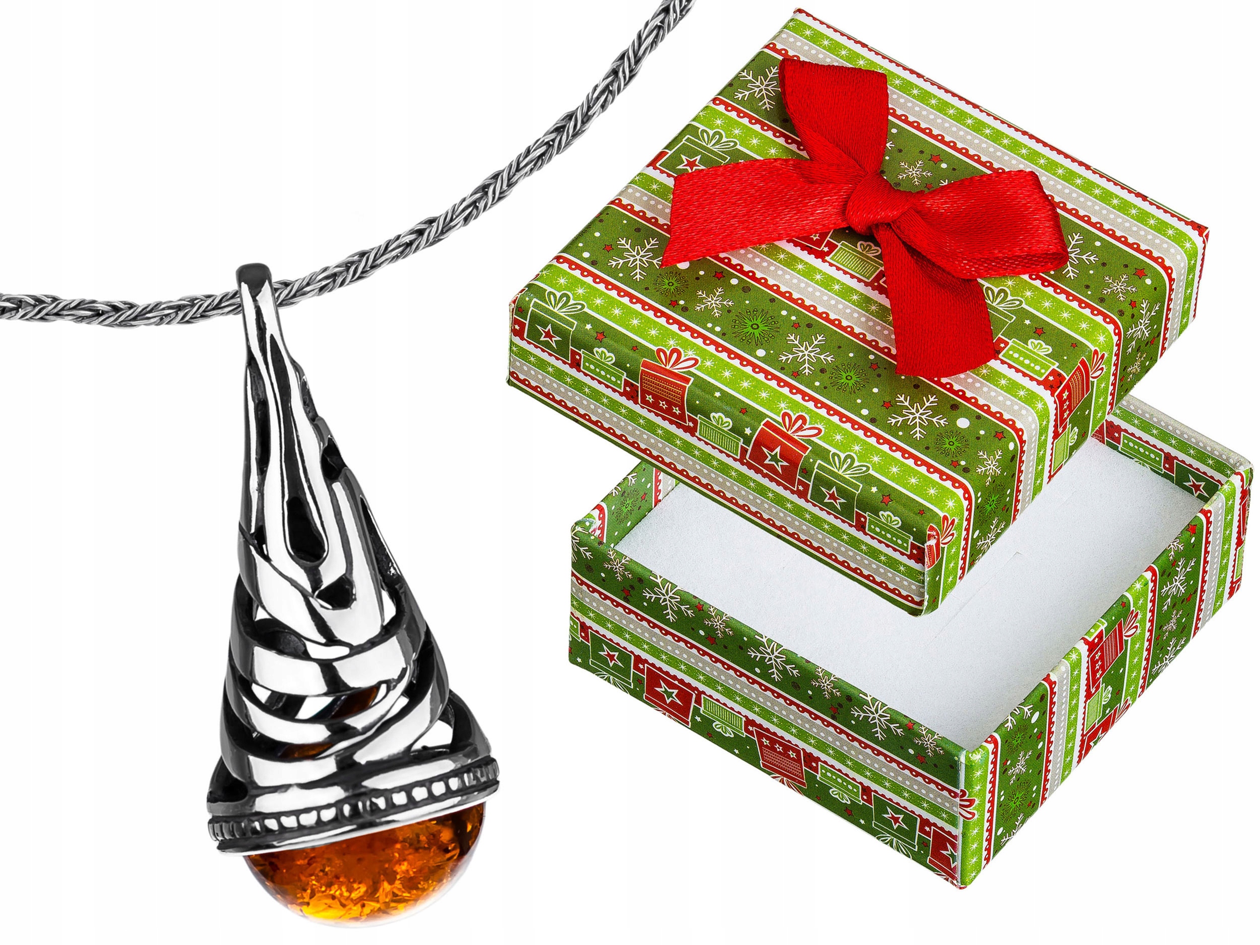 Krátký Stříbrný Prolamovaný Oxidovaný Náhrdelník s Jantarem Kapka Choker 32 cm