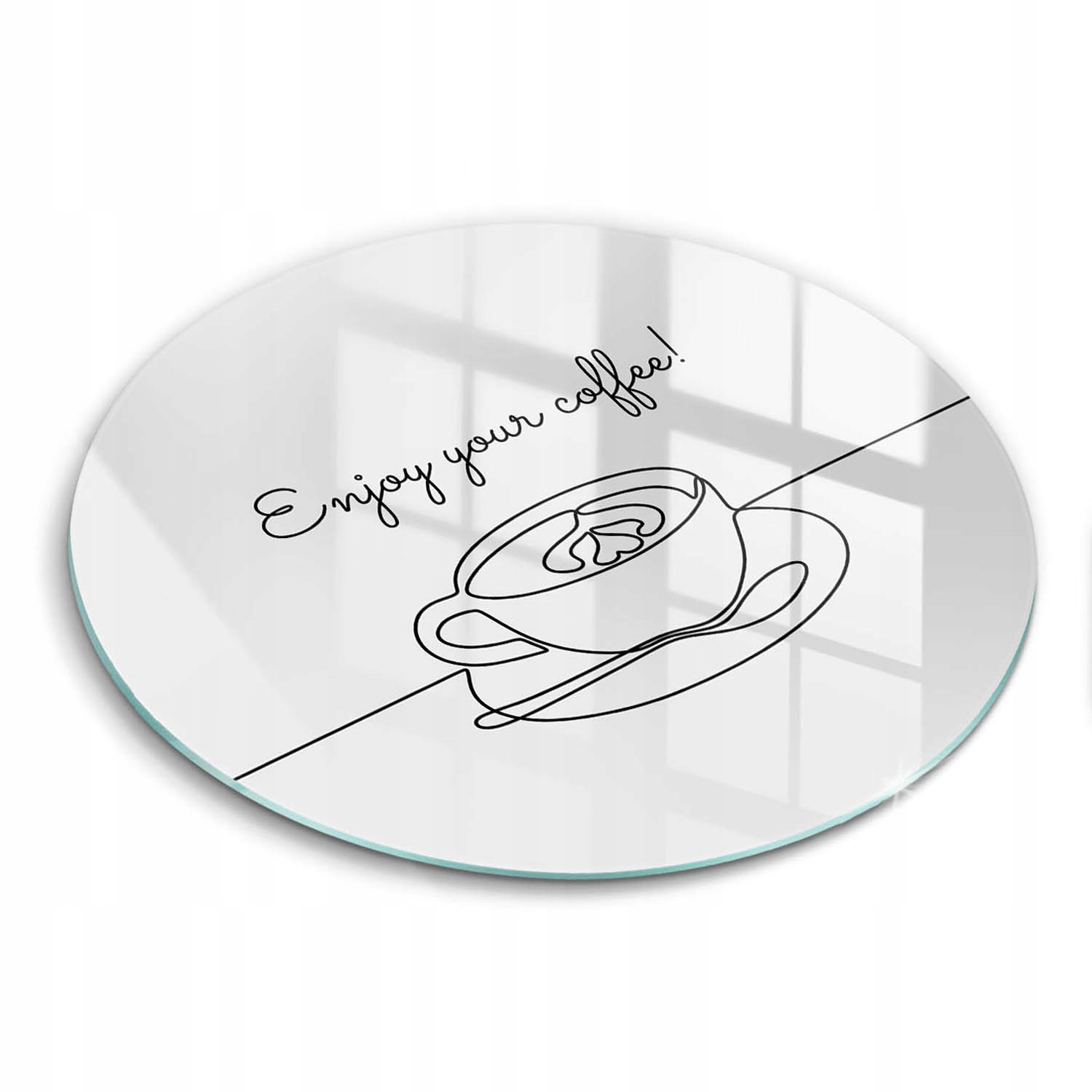 Kuchyňská skleněná krájecí deska Coffee, Užijte si kávu! průměr 40 cm