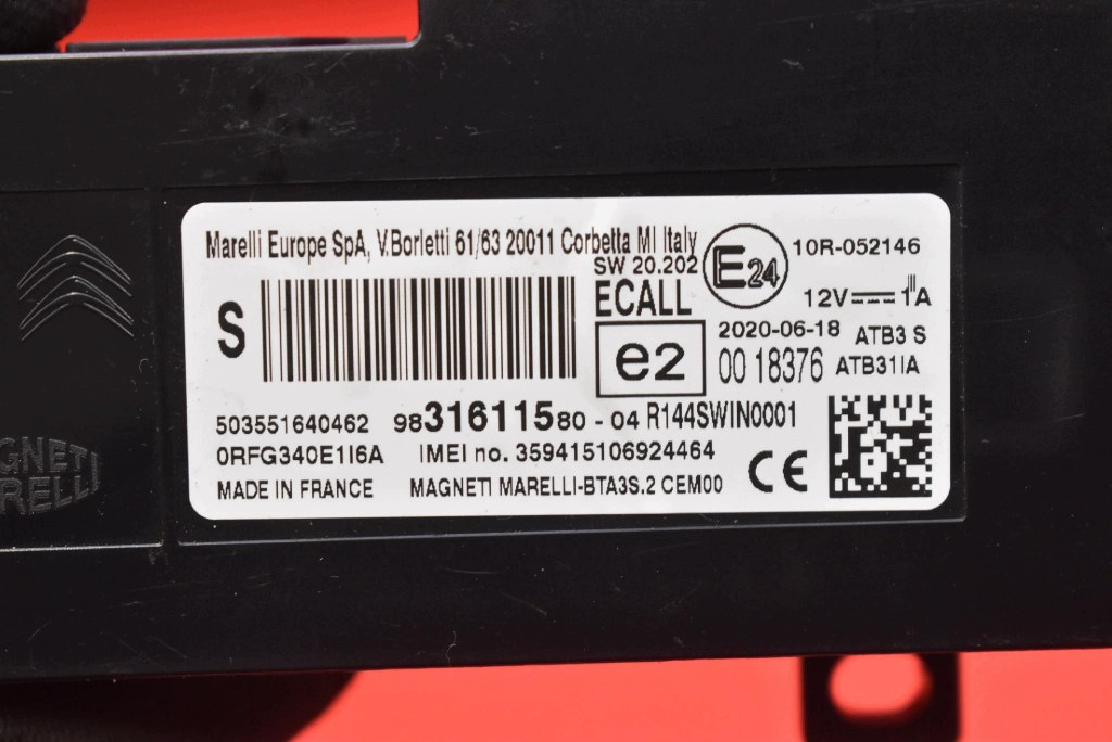 control unit module BLUETOOTH 9831611580 PEUGEOT PARTNER 3 III 18-24