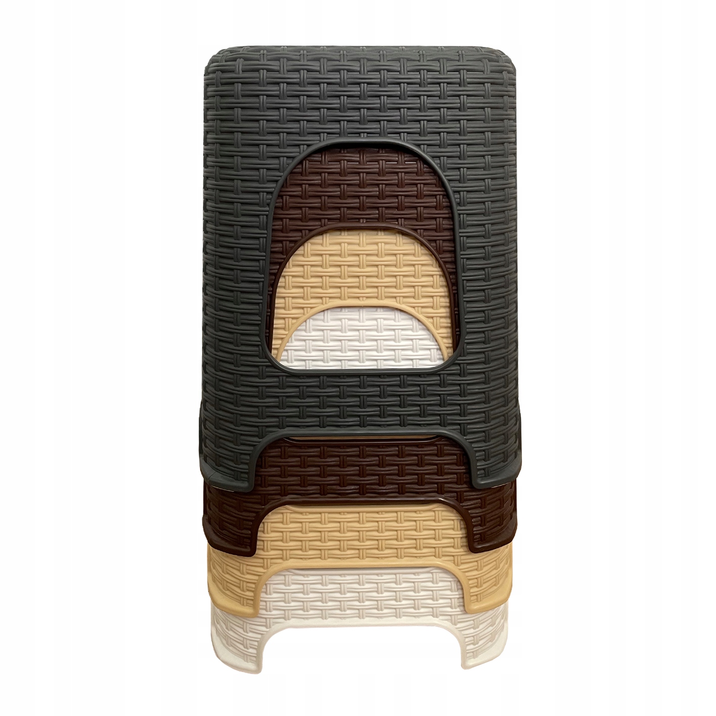 STOŁEK TABORET DO DOMU NA TARAS BRĄZ WZÓR RATTAN Marka Bentom