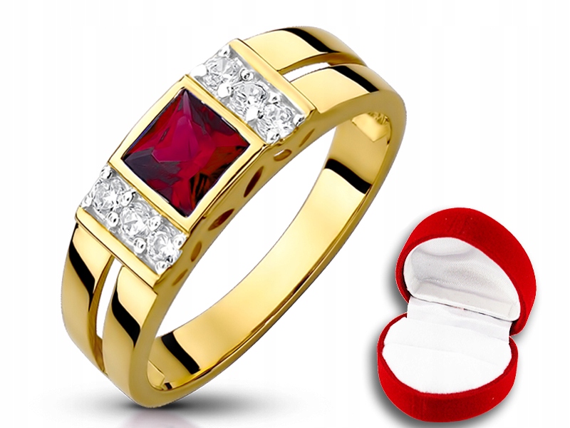 

Okazały Złoty pierścionek z Rubinem 333 r9-23