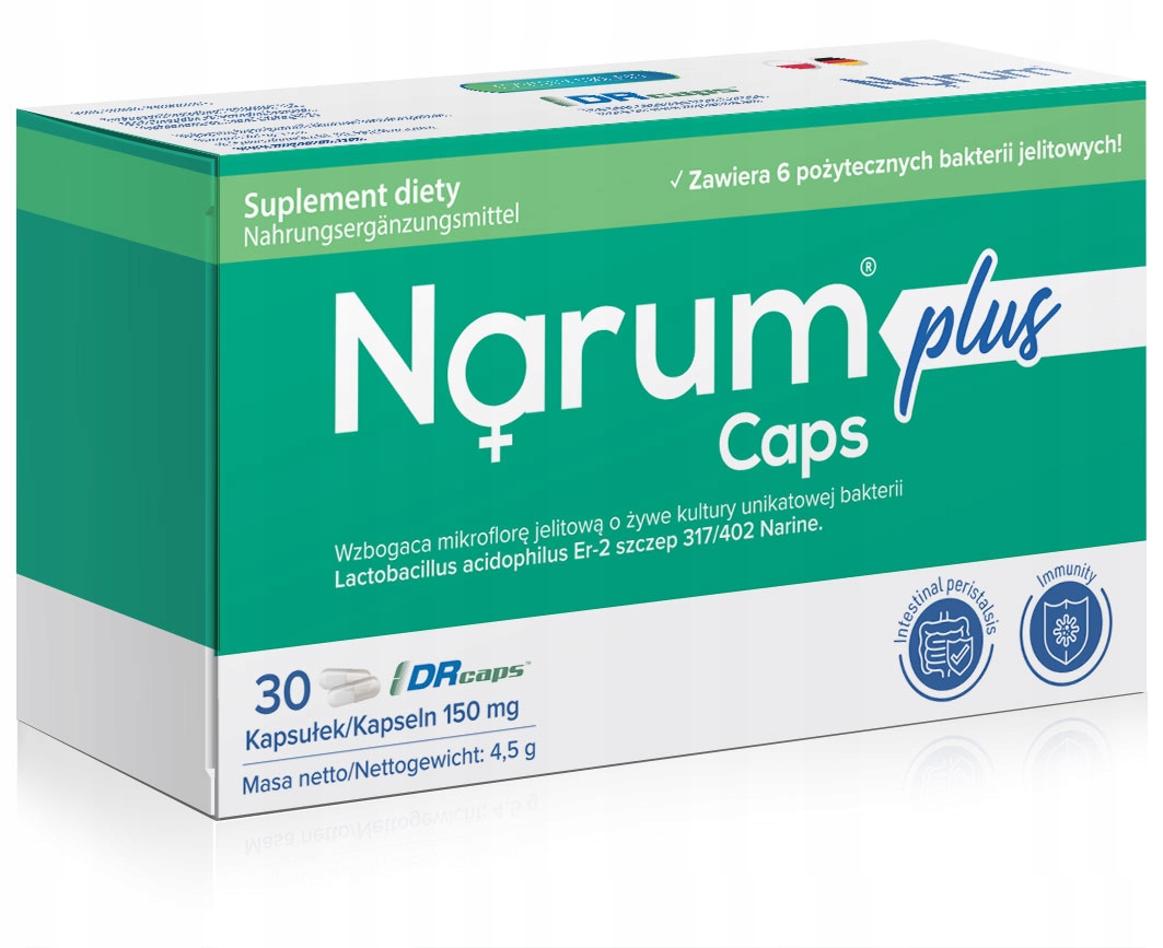 Narum Plus probiotyk 150 mg 30 kaps Narine Lactobacillus perystaltyka jelit