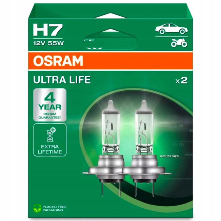 H7 Osram Ultra Life Żarówka 55W 12V PX26D Extra Long Live Duo-pack