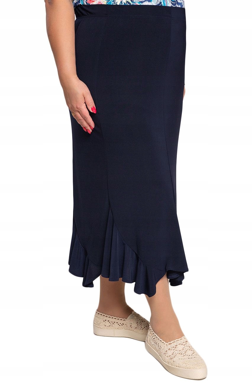 Modrá sukně s volánkovým spodním dílem, velikost 48/50