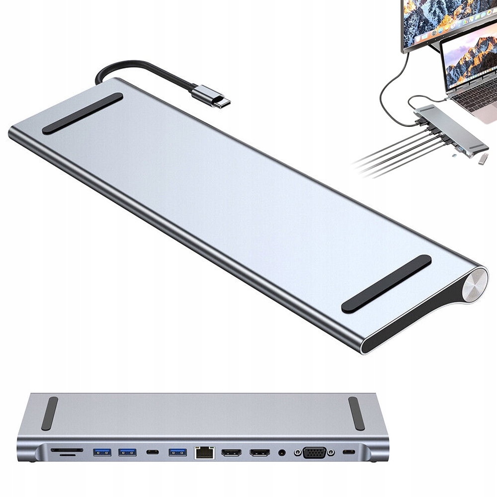 Usb-c Hub Pro Notebook 12V1 Adaptér, Adaptér, Port Hdmi+hdmi+vga