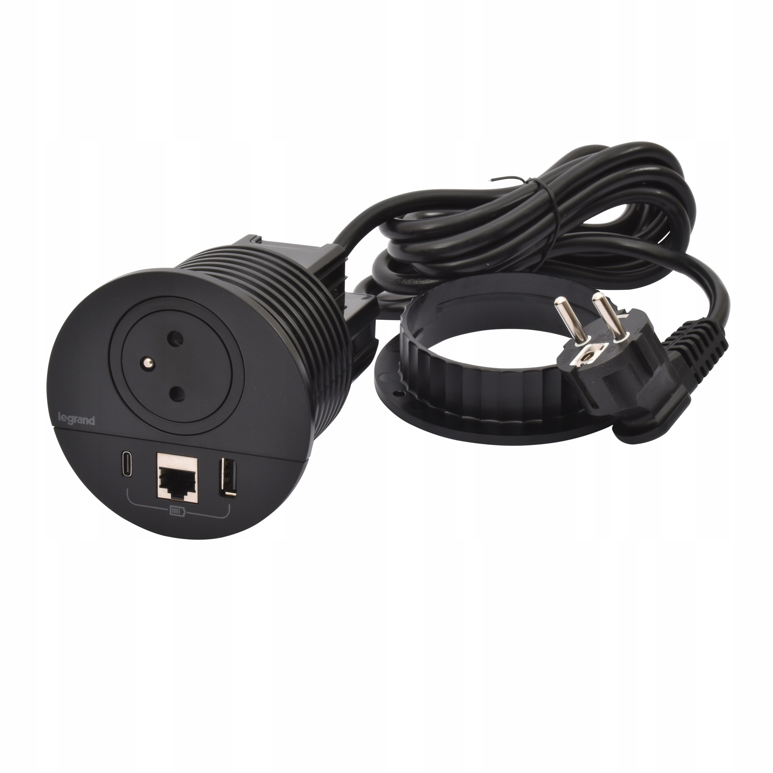 Nábytková zásuvka 2P+Z/USB A+C/RJ45 Biela 654701