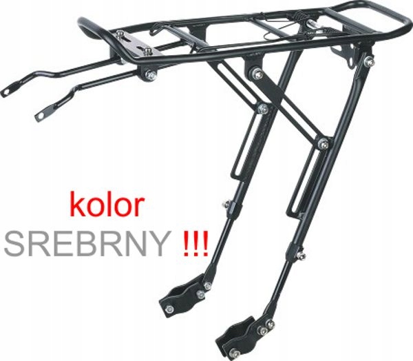 Bagażnik do rowerów 20-28" Alu montaż do ramy na Obejmy do 25kg Srebrny