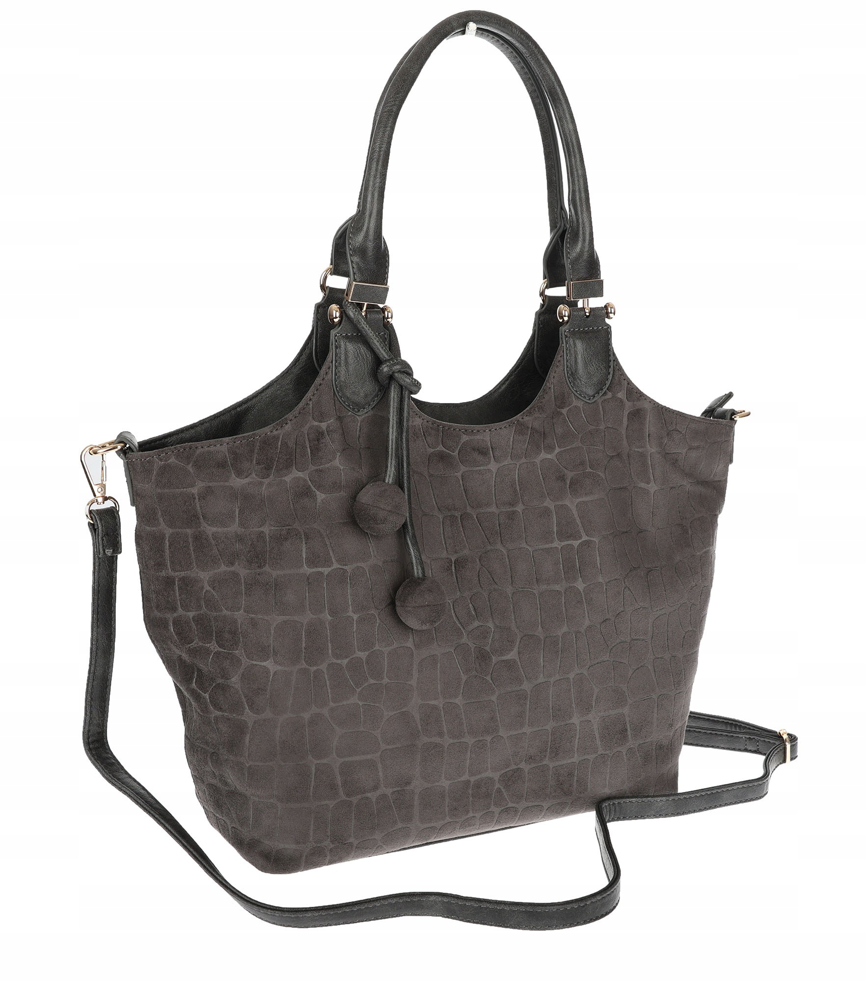 Dámská shopper kabelka prostorná semišová módní taška CC09 Šedá