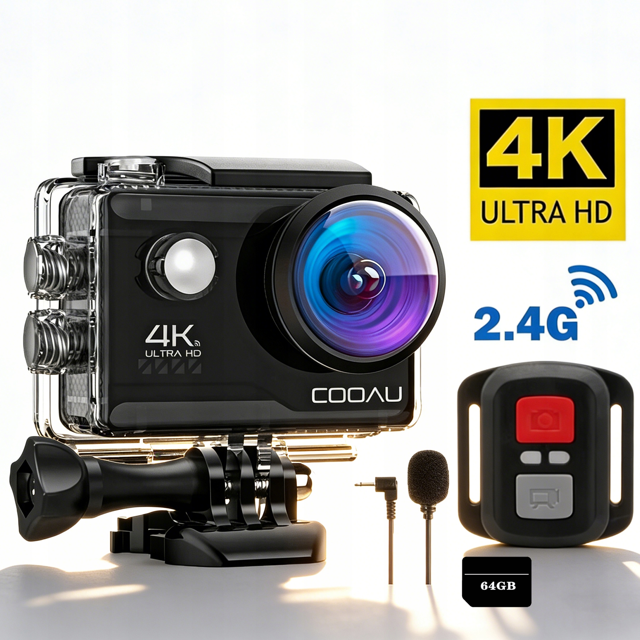 Sportovní kamera 4K 60FPS 20MP sportovní kamera s dálkovým ovládáním na zápěstí s 64G