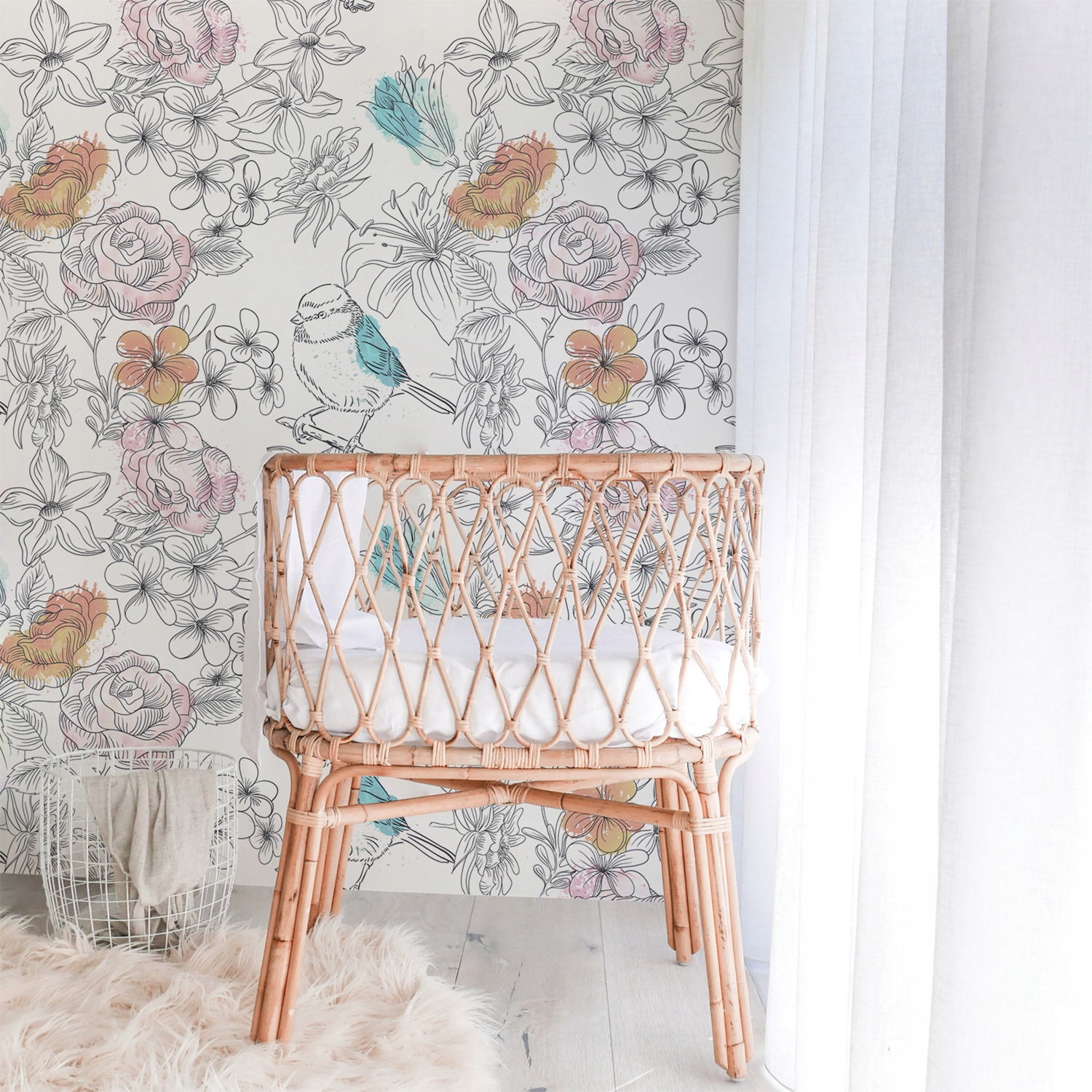 

Tapeta flizelinowa Vintage kwiaty i ptaki 250x104