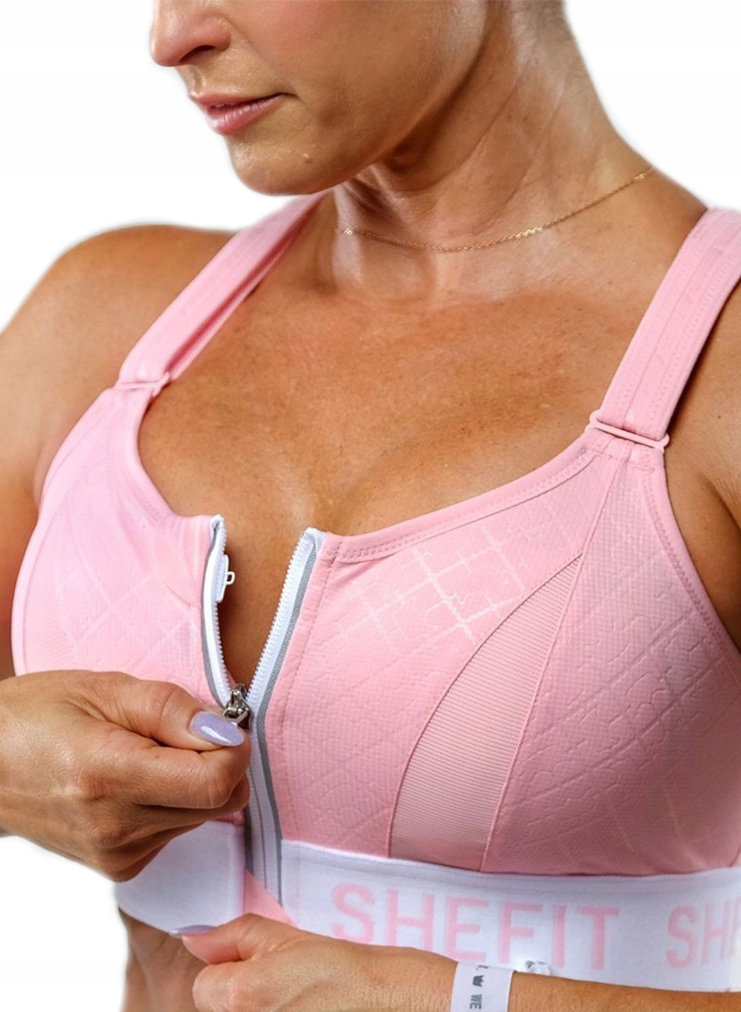 Sportovní Podprsenka Shefit Světle Růžová Nastavitelná 4XL Fitness Cvičení