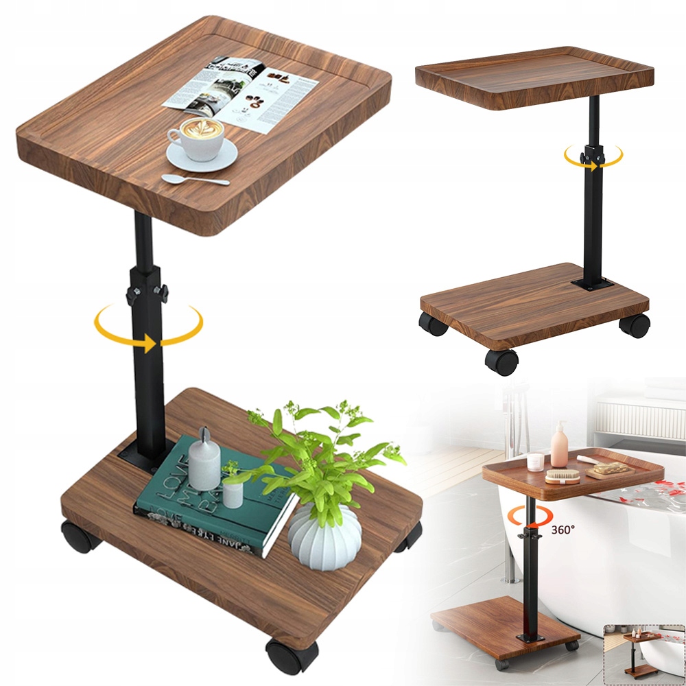 Boční Konferenční Stolek Otočný Mobilní Stolek S Kolečky Pro Pohovku Postele Obývací Pokoj