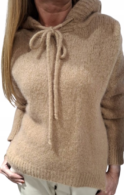 Yarn Premium Svetr s kapucí Kid Moher Karamelový Novinka