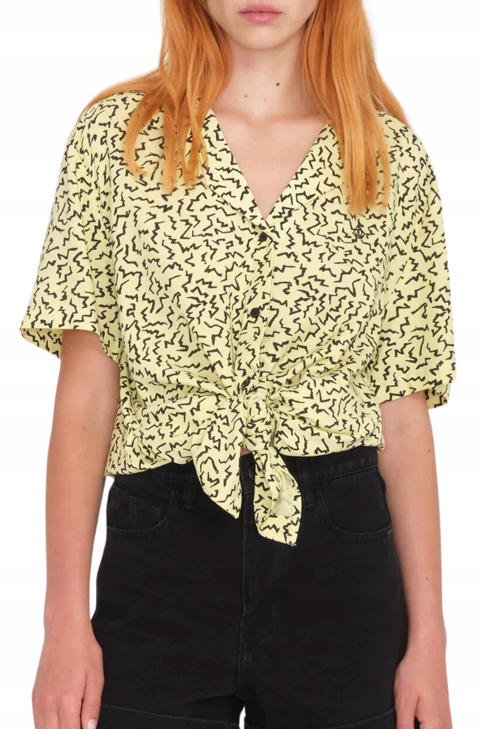 Dámská košile s krátkým rukávem Volcom Surfpunk žlutá viskóza vel. S