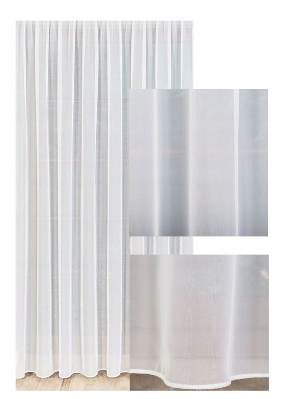 Záclona Voál Tradiční Záclona Lehká Klasická Bílá S Páskem Š200x250