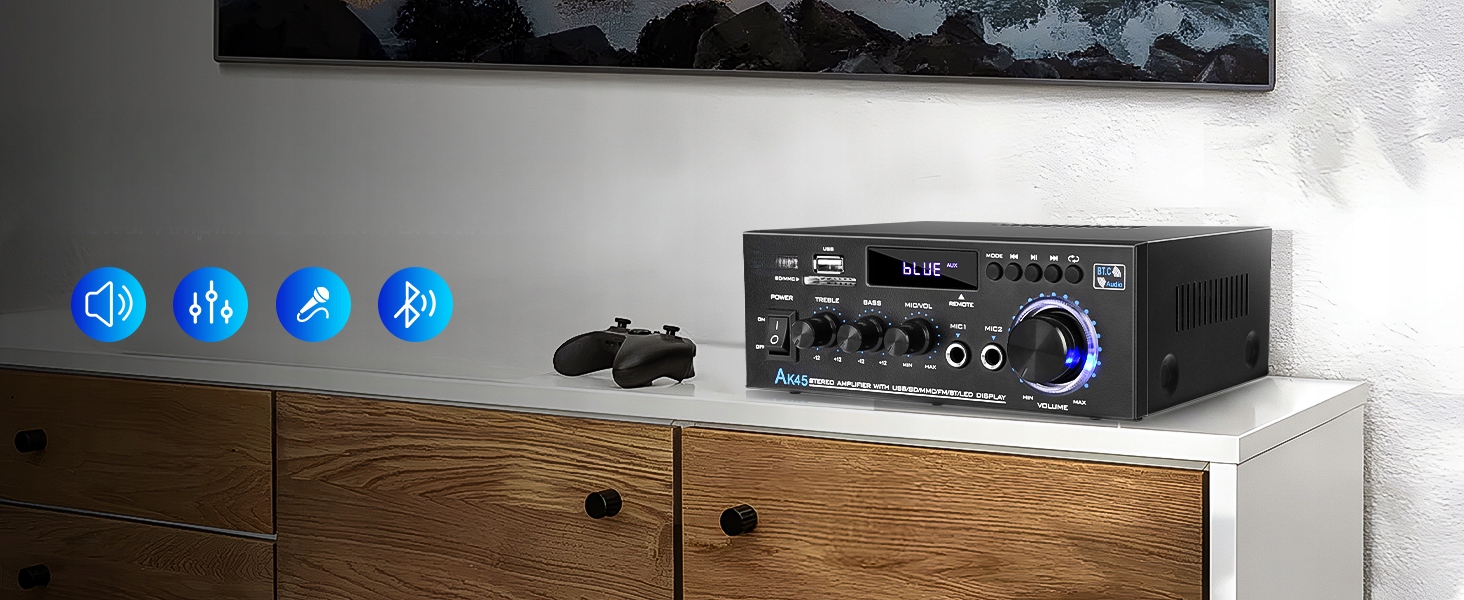 Wzmacniacz AK45 HIFI Stereo 40W+40W 2.0 Kanał Bluetooth Kod producenta Bluetooth Wzmacniacz