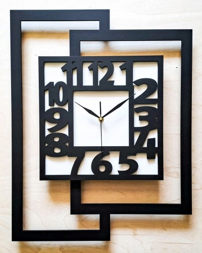 Moderní velké nástěnné hodiny do loftového obývacího pokoje, bílo-černé, tiché