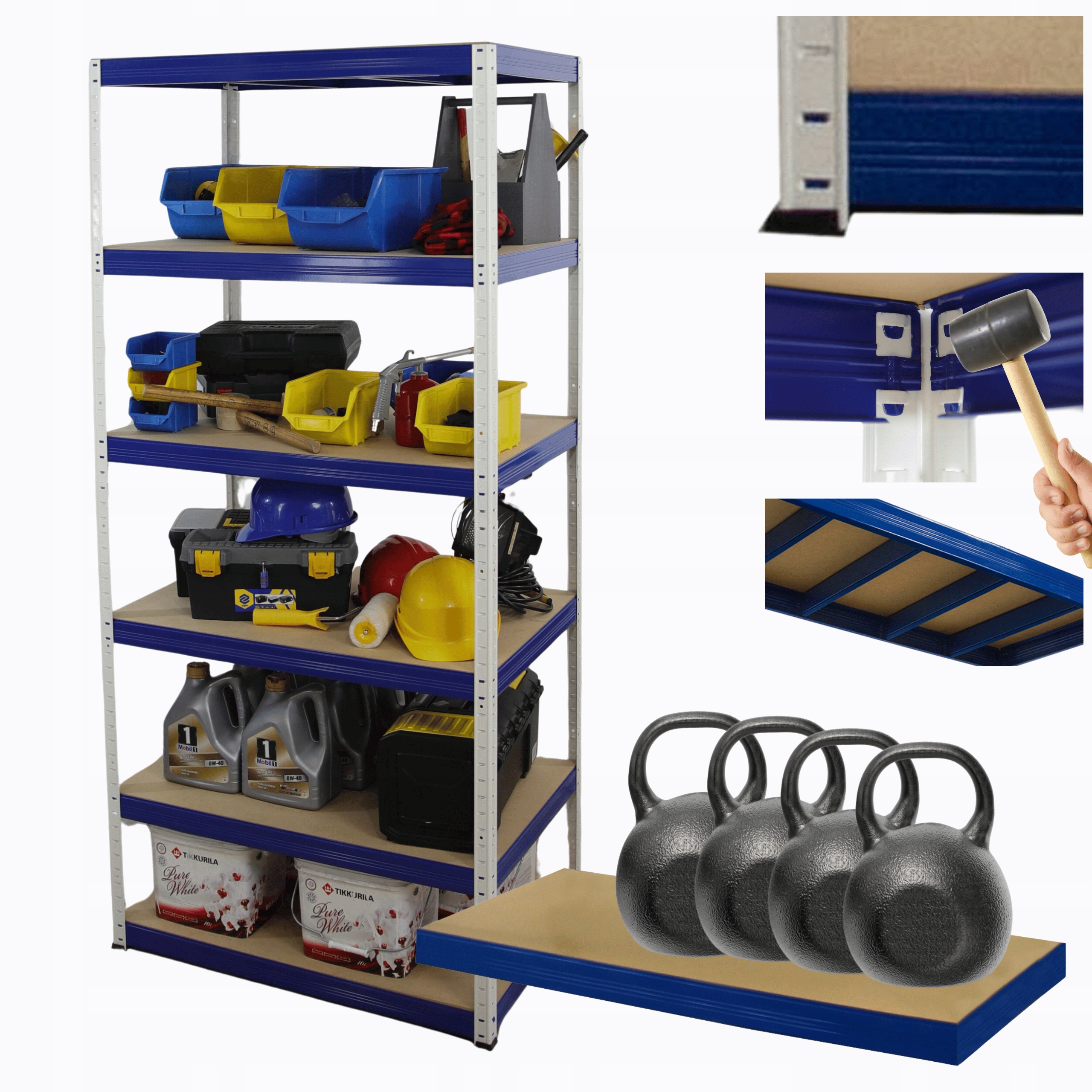 Kovový skladovací regál Helios 213x100x30 cm 6Px400 kg 300TYS Komb