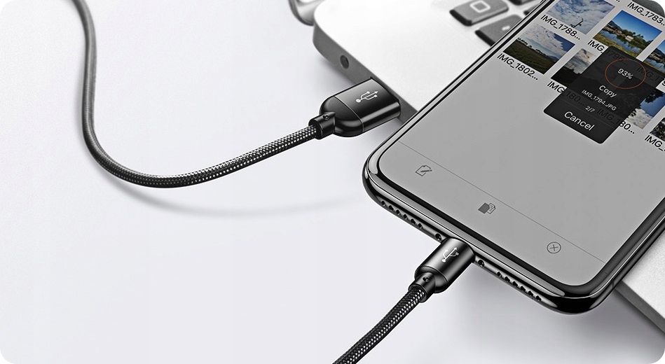 BASEUS MOCNY KABEL USB PRZEWÓD 3W1 DO IPHONE MICRO TYP-C USB-C 3.5A 30CM Konstrukcja oplot