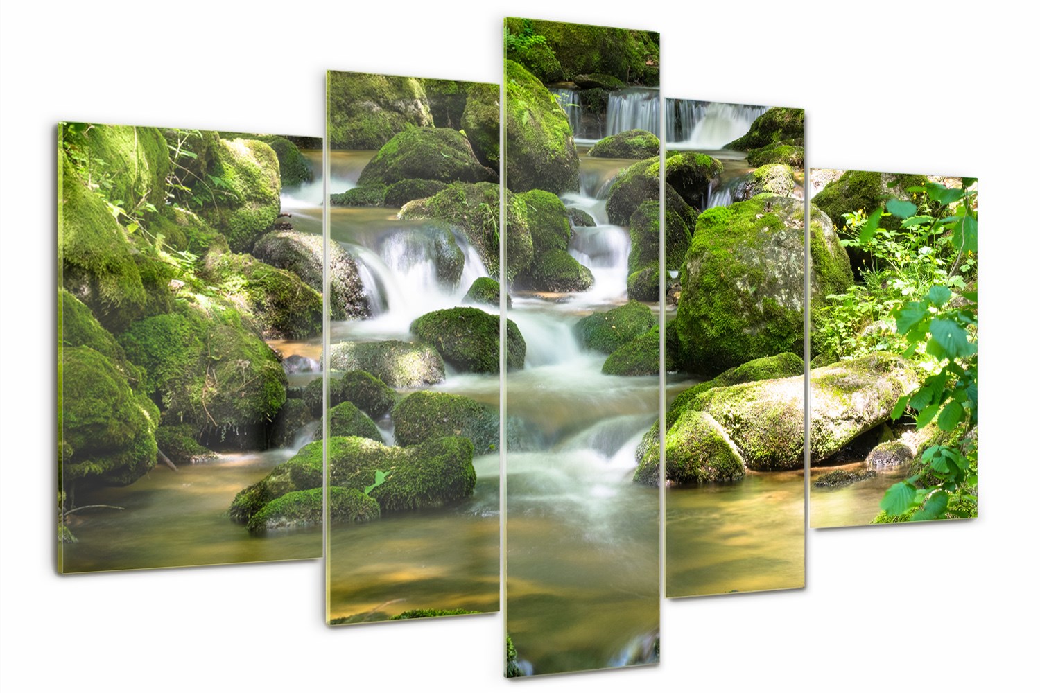 Skleněný obraz velký triptych na zeď Vodopád