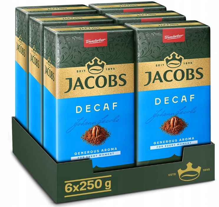 Jacobs Kronung decaff bez kofeiny 250g x 6 mielona